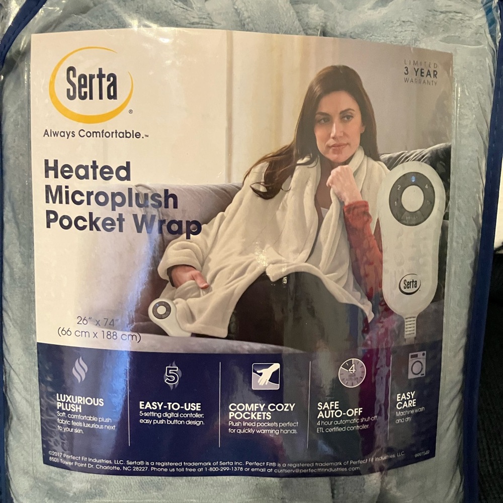 Heated Micro plush pocket wrap Serra brand brand new in bag